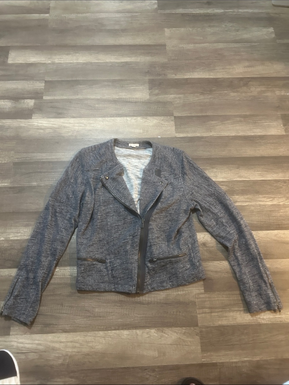 GAP Women’s Heathered Navy Knit Moto Blazer Size Large